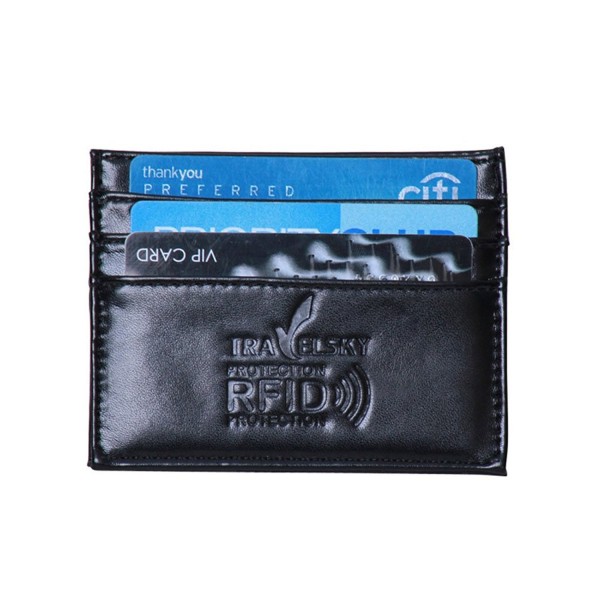 Blocking Leather Minimalist Wallets Holder Black