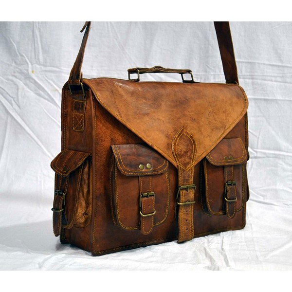 messenger briefcase computer shoulder distressed