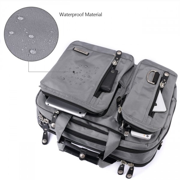 FreeBiz Briefcase Backpack Messenger Shoulder - Grey - C3184ZN483D
