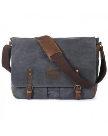 Lifewit Men Messenger Bag Waterproof Waxed Canvas Trim Leather Computer ...