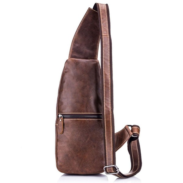Men's Genuine Leather Sling Bags Chest Shoulder Bag Crossbody Satchel ...
