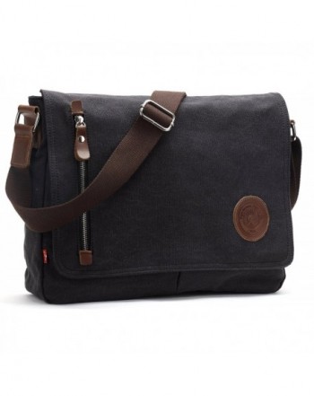 Magictodoor Vintage Canvas Messenger Black