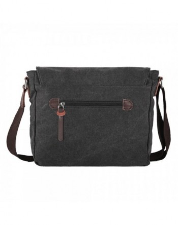 SMRITI Canvas Messenger Bag Laptop Satchel for School 12-Inch - Black ...