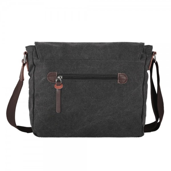 SMRITI Canvas Messenger Bag Laptop Satchel for School 12-Inch - Black ...