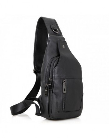 LXFF Leather Backpack Shoulder Crossbody - Black 5 - CV1887HWUQX