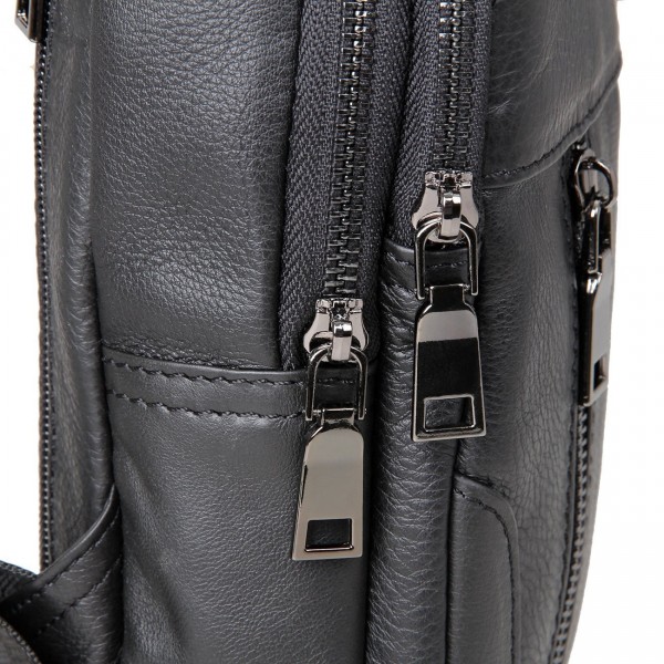 LXFF Leather Backpack Shoulder Crossbody - Black 5 - CV1887HWUQX