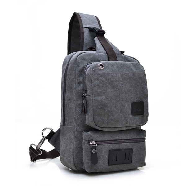 Canvas Crossbody Sling Backpack Messenger - Grey - C21870G5XUU