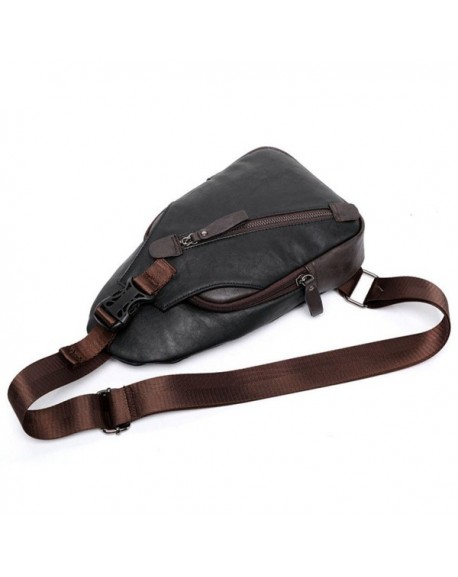 Men's Leather Chest Sling Packs Shoulder Cross Body Bag Cycle Day Packs ...