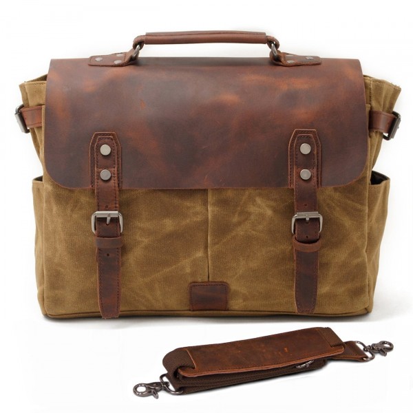 SUVOM Messenger Leather Briefcase Bookbag