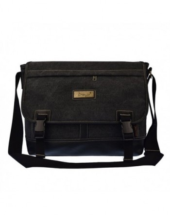 C LEATHERS Laptop Canvas Leather Messenger