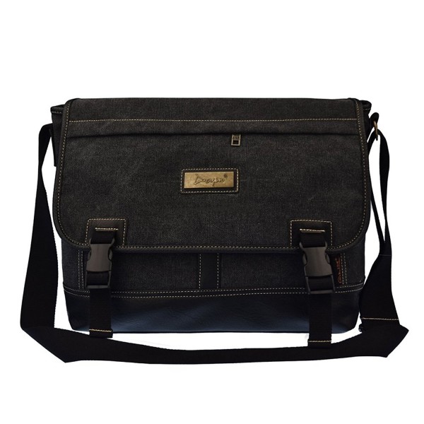 C LEATHERS Laptop Canvas Leather Messenger