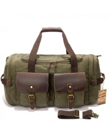 Leather Canvas Duffle Bag Weekender Overnight Travel Duffel Gym Bag ...