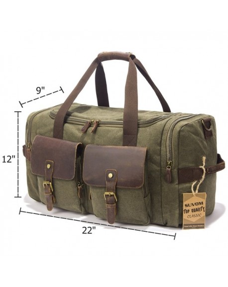 Leather Canvas Duffle Bag Weekender Overnight Travel Duffel Gym Bag ...
