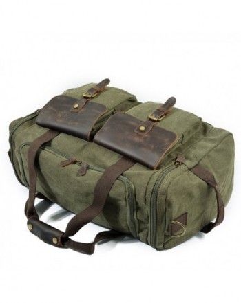 Oversize Genuine Leather Weekend Duffel Bag Canvas Holdall Travel Tote ...
