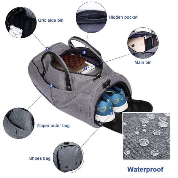 Gym Bags 22L Sports Duffels Bag Waterproof Travel Bags with Shoes ...