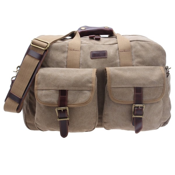 Heavy Duty Canvas Travel Duffel Leather Overnight Bag Weekender Tote D ...