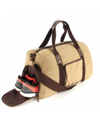 Duffel Compartment Canvas Weekender Khaki