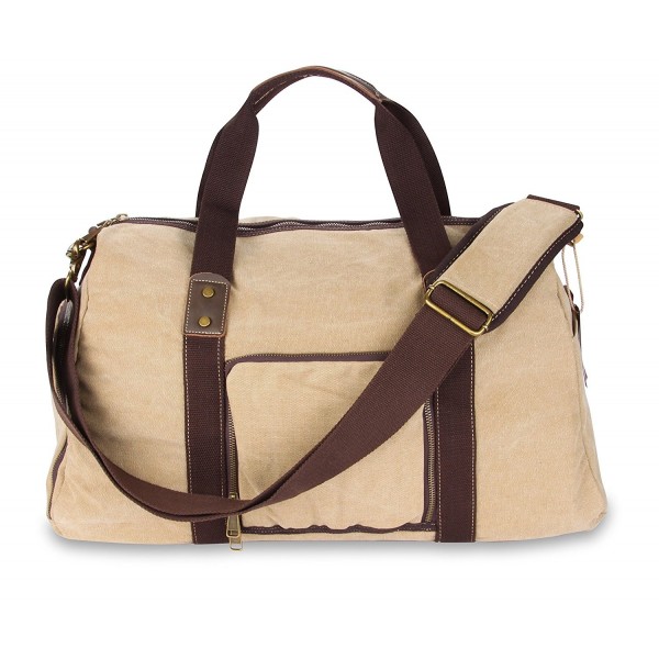 Duffel Bag with Shoe Compartment Canvas Weekender Tote - Khaki ...