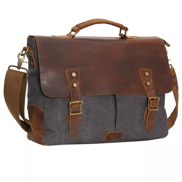 Wowbox Leather Vintage Messenger Briefcase