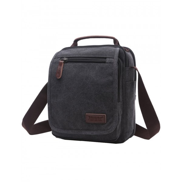 Small Canvas Crossbody Shoulder Bag Messenger Bag Work Bag - Black ...