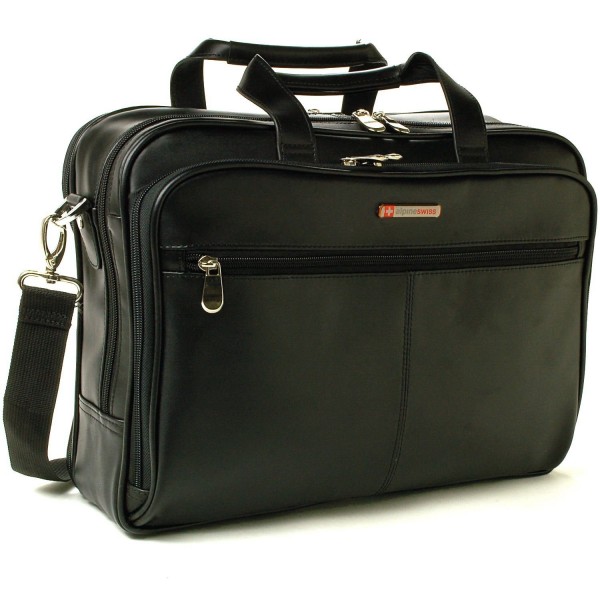 Alpine Swiss Leather Briefcase Messenger