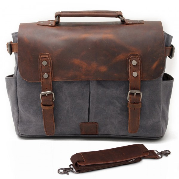 SUVOM Messenger Leather Briefcase Bookbag