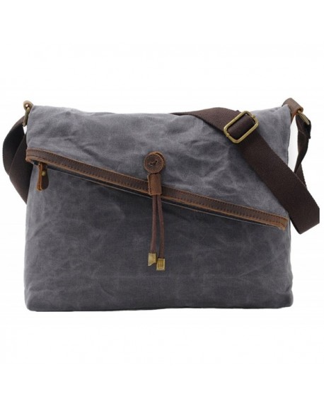 Crossbody Bags Waxed Canvas Vintage Genuine Leather Trim Fold Over Bag ...