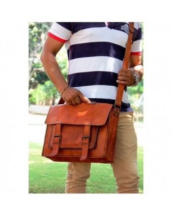 18 Inches Brown Leather Cross-body Messenger Bag/ Leather Laptop Bag ...