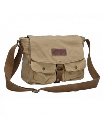 Vintage Canvas Messenger Bag Retro Cross-body Shoulder Bag - Khaki ...