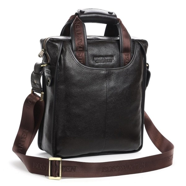 Leather Handbag Briefcase Messenger Business Work Bags For Men - Coffee ...
