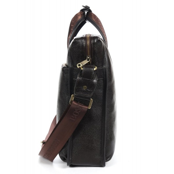 Leather Handbag Briefcase Messenger Business Work Bags For Men - Coffee ...