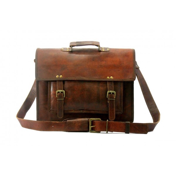 Leather Messenger Genuine Briefcase Satchel