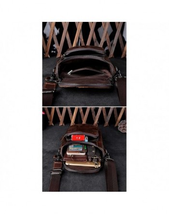 Mens Genuine Leather Coffee Fanny Small Messenger Shoulder Satchel ...