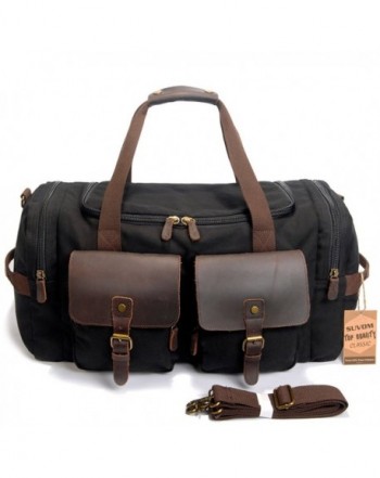 Leather Canvas Duffle Bag Weekender Overnight Travel Duffel Gym Bag ...