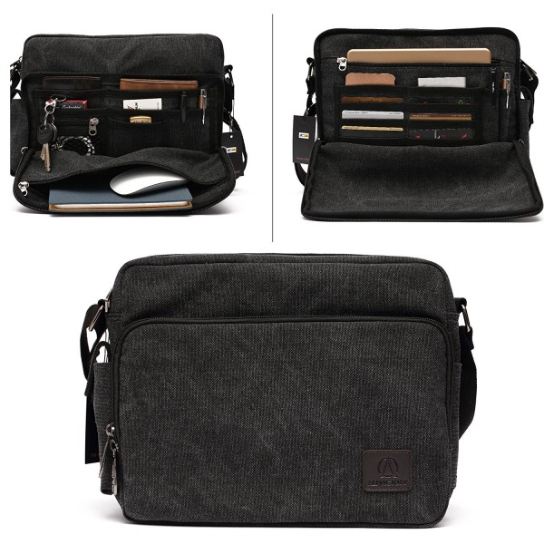 Mlife Men Canvas Messenger Black