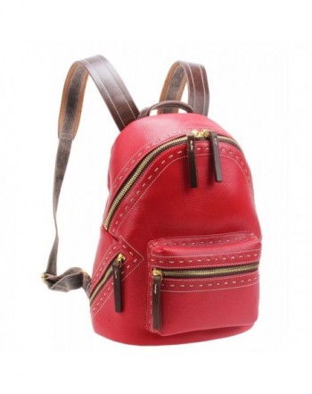 Leather Backpack Shoulder M6118 red