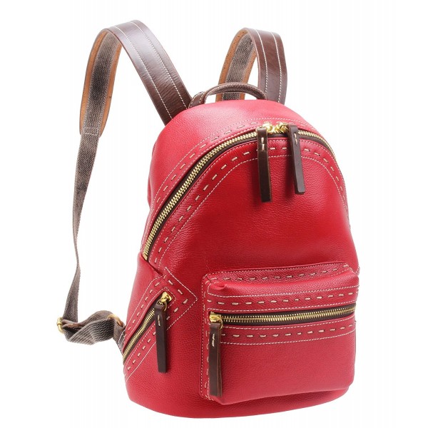 Leather Backpack Shoulder M6118 red Leather Backpack Shoulder M6118 red