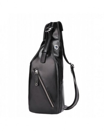 Leather Chest Shoulder Backpack 34Black