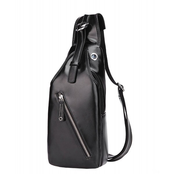 Leather Chest Shoulder Backpack 34Black