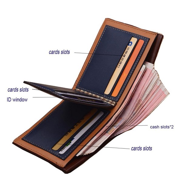 Men's Faux Leather Bifold Purse ID Card Holder Vintage Clutch Wallet ...