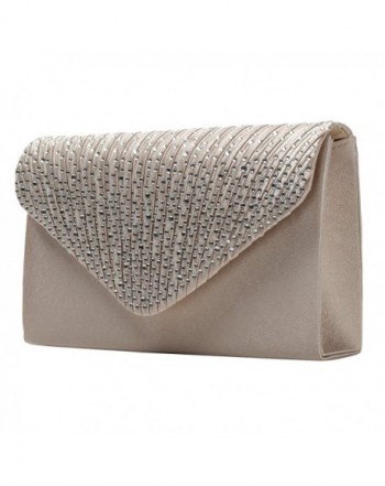 HONEYJOY Envelope Rhinestone Handbags Champagne