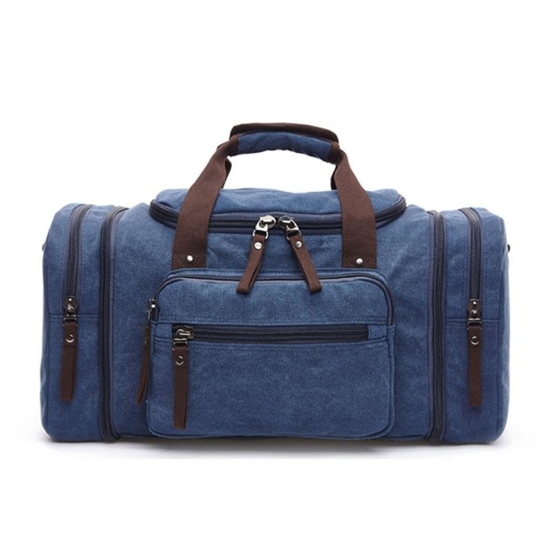 Canvas Weekend Tote Bag Extra Large Weekender Luggage Travel Duffle Bag for Men Women - Blue ...