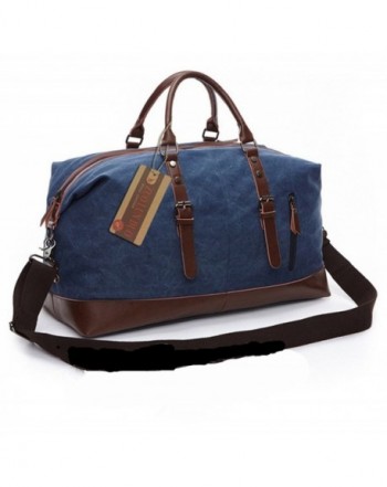 Travel Duffel Bag Canvas Bag PU Leather Weekend Overnight Bag Overnight ...