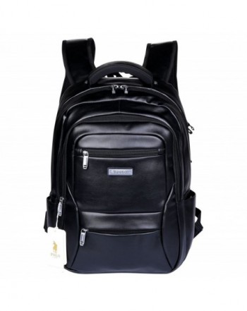 Leather Backpack Lightweight Rucksack Black bvl