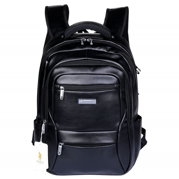 Leather Backpack Lightweight Rucksack Black bvl