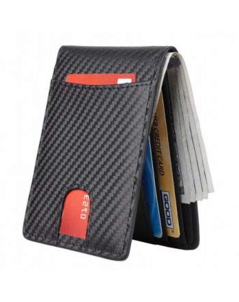 Mens Leather Wallet Slim Front Pocket Wallet Billfold RFID Blocking ...