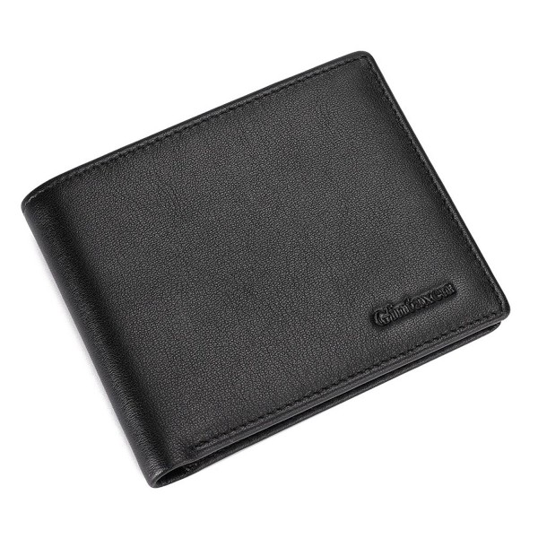 Mens Genuine Leather Bifold Wallet with 2 ID Window and RFID Blocking