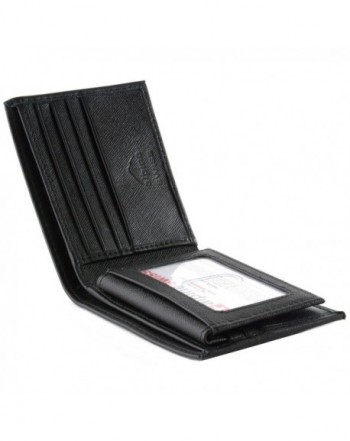 Men&#39;s Leather Bifold Wallet Removable Flip Up ID Window - Crosshatch Black - CX12NV4FFNL