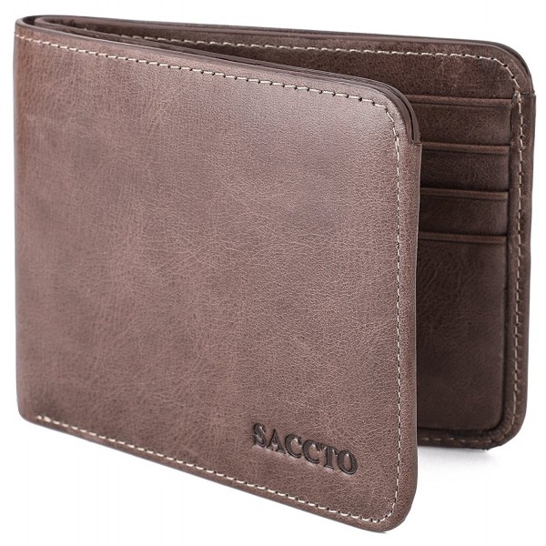 Mens Wallet Genuine Leather Bifold Wallet with Coin Pocket and RFID Blocking - Coffee - CX189O5YYTY