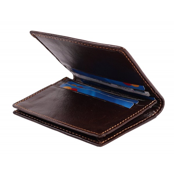 RFID Mens Slim Front Pocket Wallet Genuine Leather Bifold ID/Credit ...
